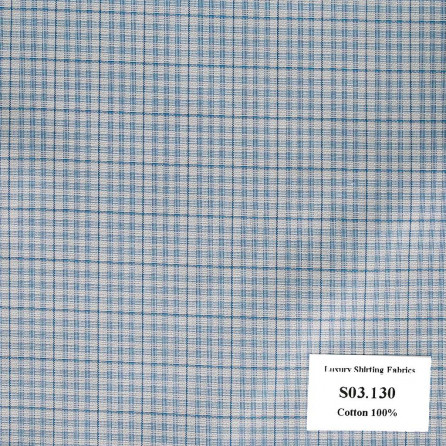 S03.130 Kevinlli S3 - Sơmi 100% Cotton - Xanh Dương Caro